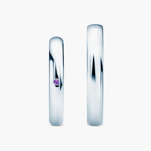 Obrączki Fairytale: białe złoto, ametyst, półokrągłe, 3 mm i 4 mm